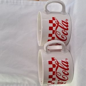 #ABE Pair of Coca-Cola checkered mugs